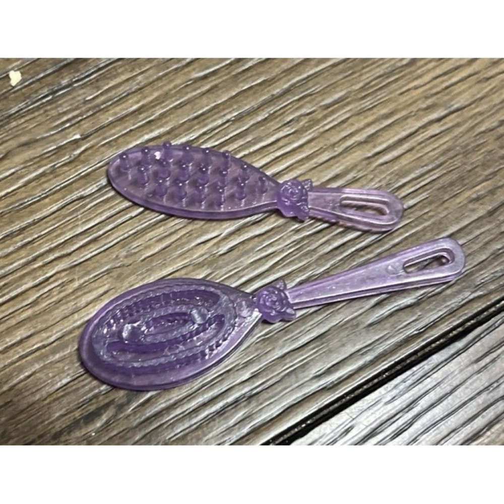 Vintage Barbie Doll Brush Set Clear Purple  Mattel
